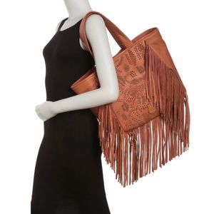 Authentic Frye Fringe Leather Tote